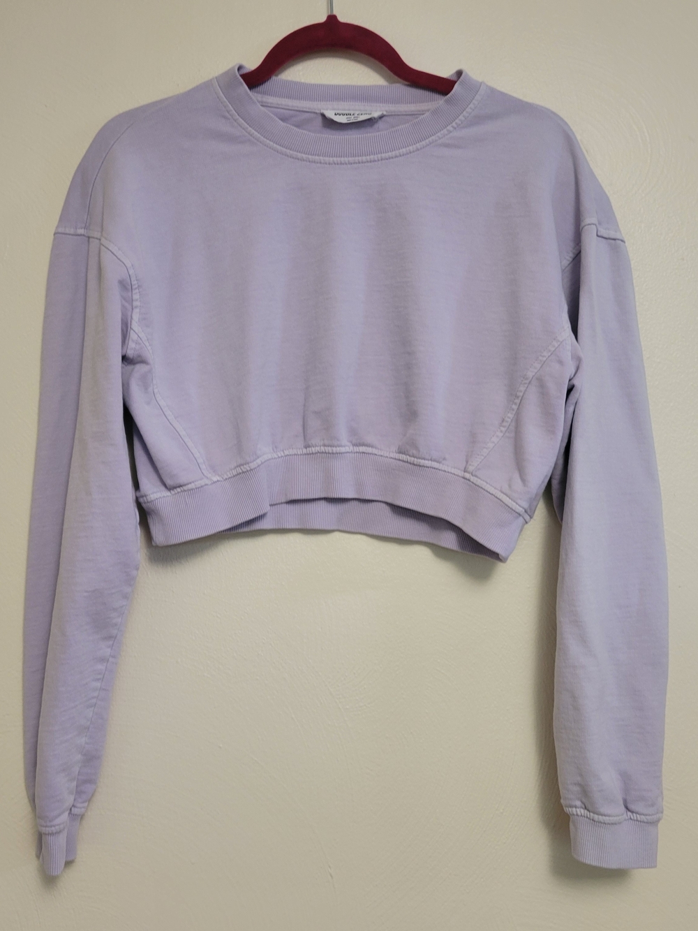 Double Zero Cropped Lavender Crew Sweatshirt Size Small